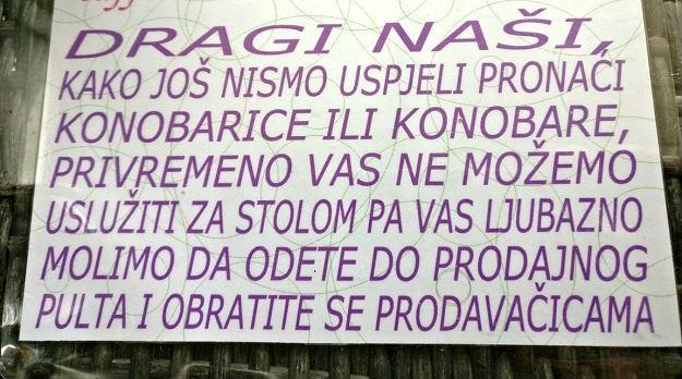 Pogledajte obavijest slastičarne u Puli: Dragi naši, nema vas ko uslužiti