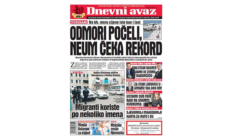 Danas u „Dnevnom avazu“ čitajte: Odmori počeli, Neum čeka rekord