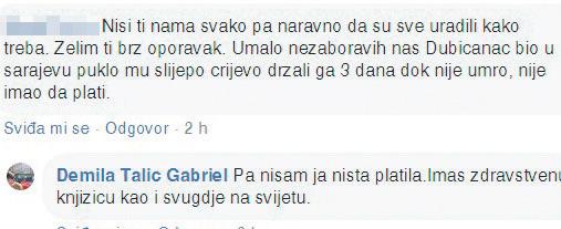 Komentar na FB stranici Talić-Gabrijel: Prijatelj iz Bosanske Dubice pokušao joj otvoriti oči - Avaz