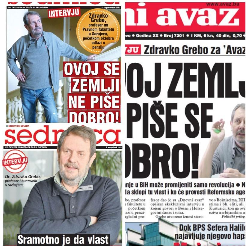 Faksimili intervjua profesora Grebe objavljenih u "Dnevnom avazu" - Avaz