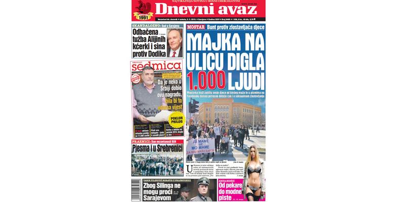 Danas u "Dnevnom avazu" čitajte: Majka na ulicu digla 1.000 ljudi