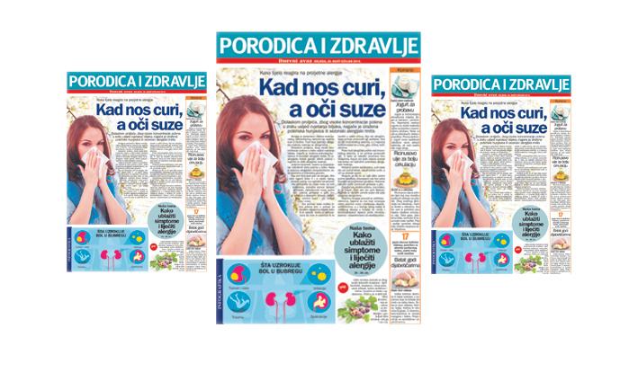 Srijedom u "Dnevnom avazu" magazin "Porodica i zdravlje": Kad nos curi, a oči suze