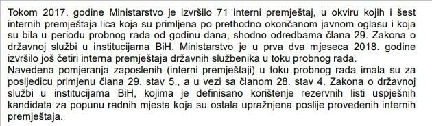 Faksimil izvještaja: Revizorski izvještaj svjedoči o načinu zapošljavanja - Avaz