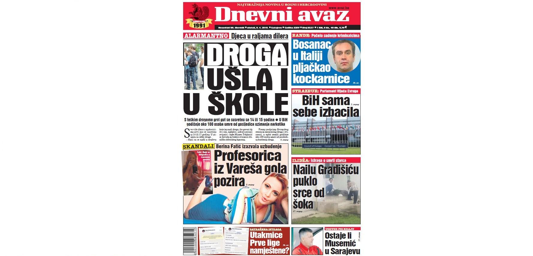 Danas u "Dnevnom avazu" čitajte: Droga ušla i u škole