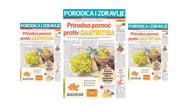 Srijedom u "Dnevnom avazu" magazin "Porodica i zdravlje": Prirodna pomoć protiv gastritisa