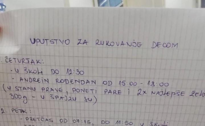 Majka "uputstvom za rukovanje djecom" koje je ostavila suprugu zapalila društvene mreže