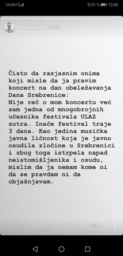 InstaStory Jelene Karleuše - Avaz