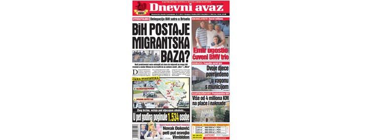 Danas u "Dnevnom avazu" čitajte: BiH postaje migrantska baza?