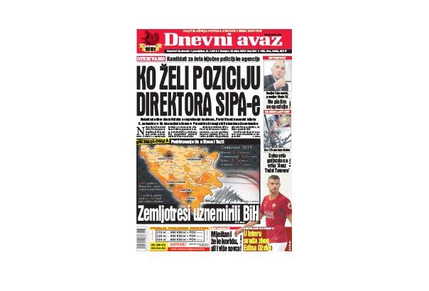 Danas u "Dnevnom avazu" čitajte: Ko želi poziciju direktora SIPA-e