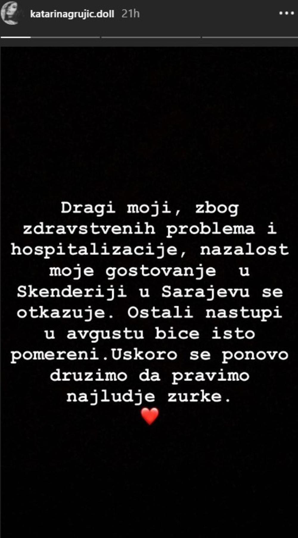 InstaStory Katarine Grujić - Avaz