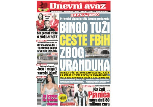 U današnjem "Dnevnom avazu" čitajte: ''Bingo'' tuži ''Ceste FBiH'' zbog Vranduka