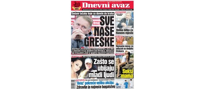 Danas u „Dnevnom avazu“ čitajte: Sve naše greške