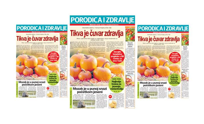 Srijedom u "Dnevnom avazu" magazin "Porodica i zdravlje": Najbolja hrana za jesenju melanholiju