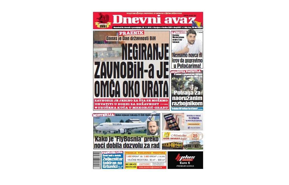 Danas u "Dnevnom avazu" čitajte: Negiranje ZAVNOBiH-a je omča oko vrata