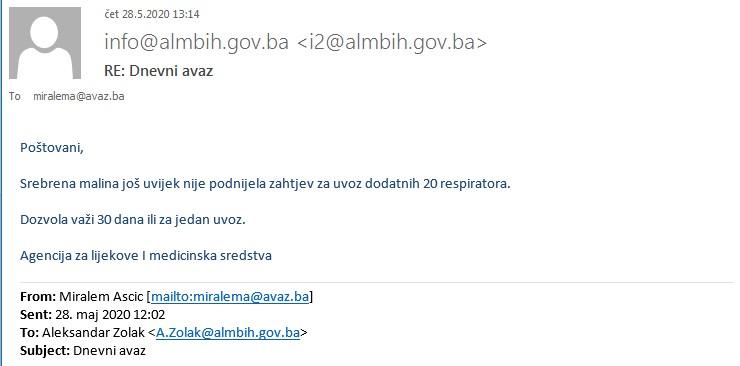 Faksimil odgovora iz Agencije za lijekove - Avaz