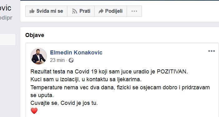 Informaciju potvrdio na Facebooku - Avaz