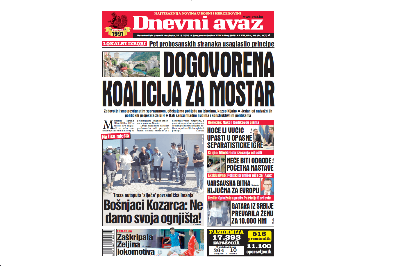 Danas u "Dnevnom avazu" čitajte: Dogovorena koalicija za Mostar