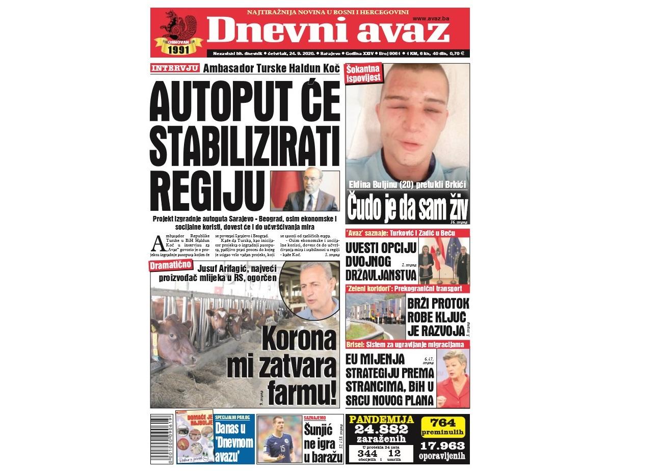 Danas u "Dnevnom avazu" čitajte: Autoput će stabilizirati regiju