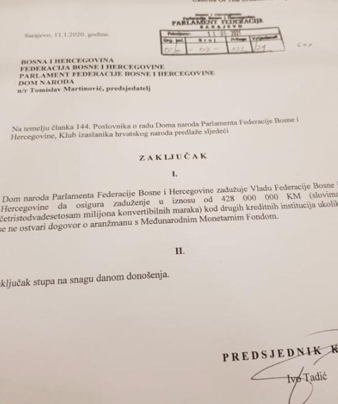 Faksimil predloženog zaključka - Avaz