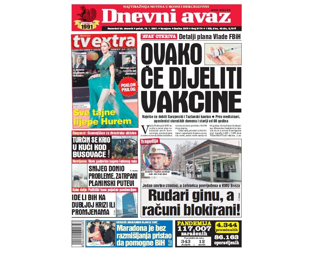 Danas u "Dnevnom avazu" čitajte: Ovako će dijeliti vakcine