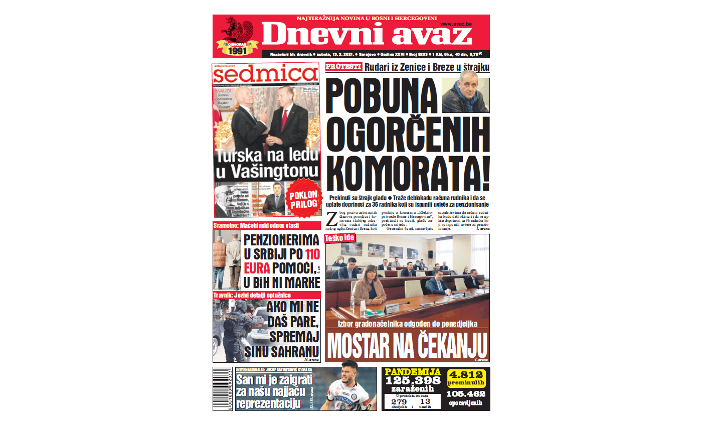 Danas u "Dnevnom avazu" čitajte: Pobuna ogorčenih komorata!