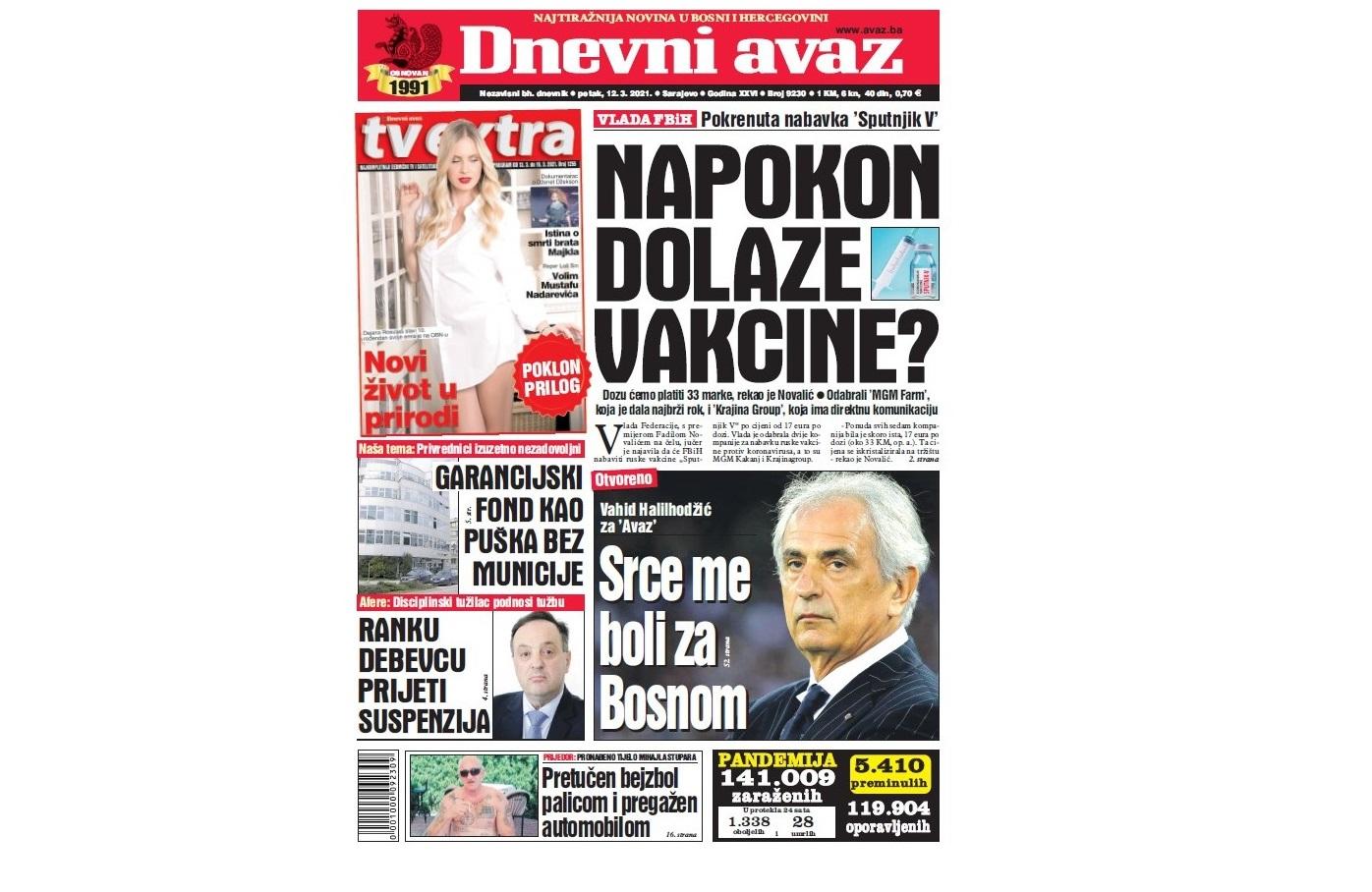 Danas u "Dnevnom avazu" čitajte: Napokon dolaze vakcine?