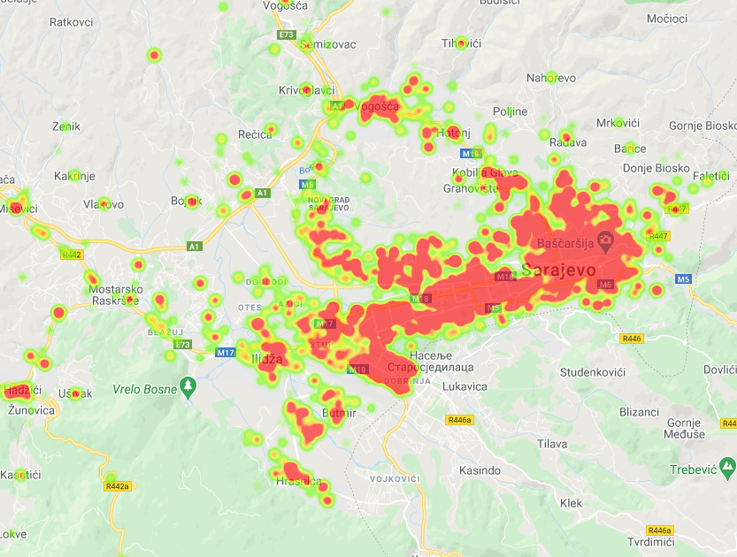 Mapa zaraženosti u KS - Avaz