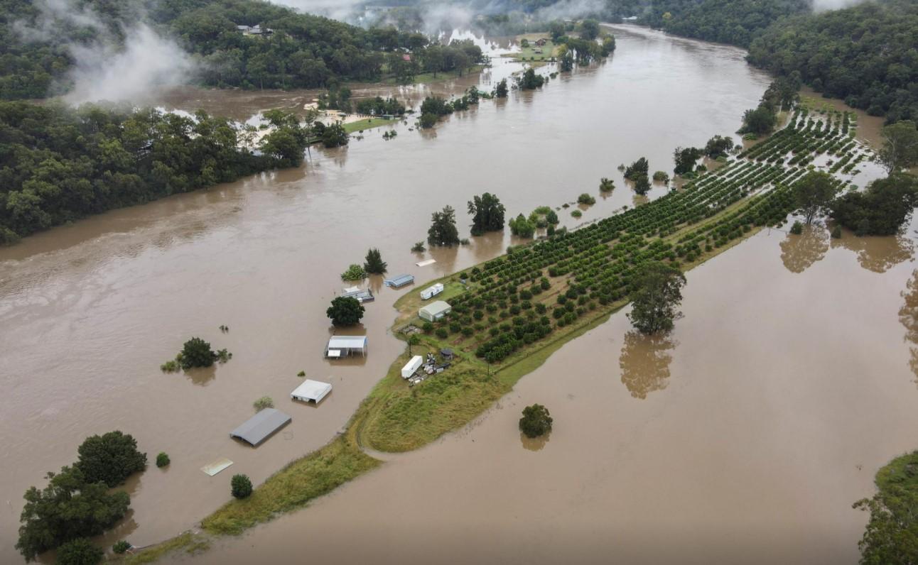 A view of orange orchards and houses that are submerged, as the state of New South Wales experiences widespread flooding and severe weather, near Hawkesbury River in northwestern Sydney, Australia, March 23, 2021. - Avaz