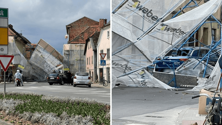 Zbog jakog vjetra srušila se skela i pala na auto