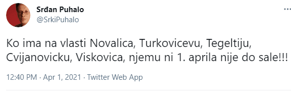 Objava na Twitteru - Avaz