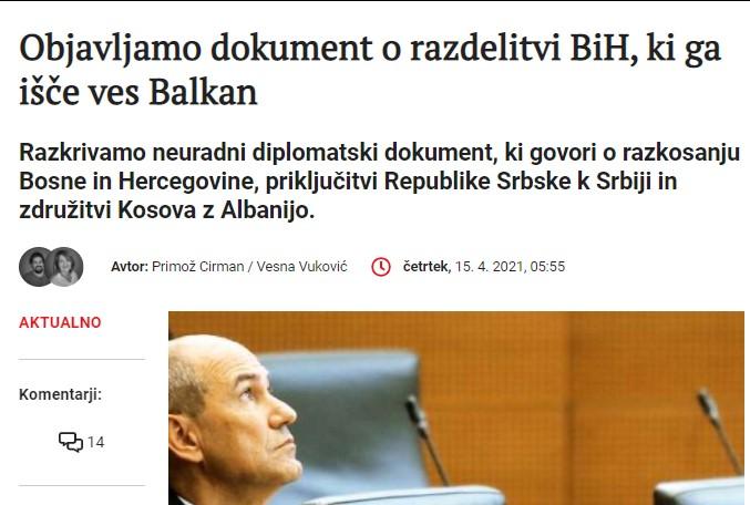 Slovenski portal objavio plan o promjeni granica na zapadnom Balkanu