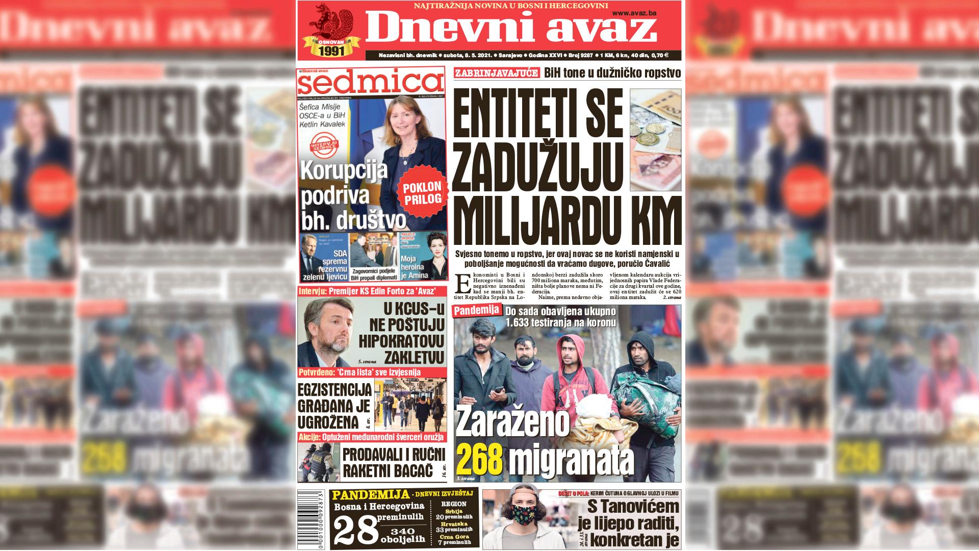 Danas u "Dnevnom avazu" čitajte: Entiteti se zadužuju milijardu KM