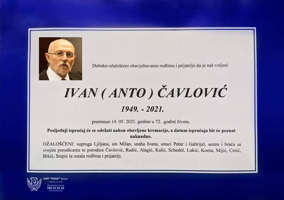 Smrtnovnica Ivana Čavlovića - Avaz