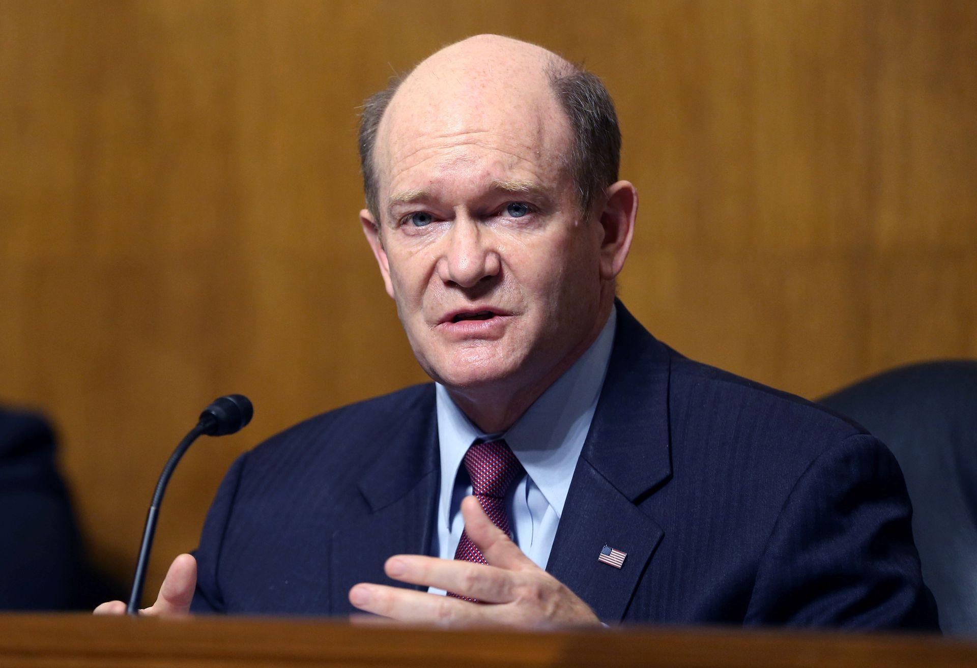 Chairman Sen. Christopher Coons, D-DE, makes his opening statement during a hearing of the Senate Judiciary Subcommittee on Privacy, Technology, and the Law, at the U.S. Capitol in Washington DC, U.S., April 27, 2021. - Avaz