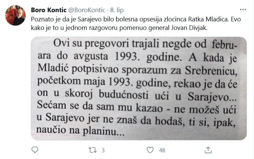 Status Bore Kontića na Twitteru - Avaz