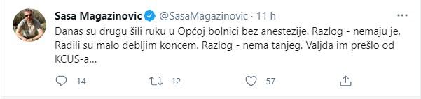 Objava Magazinovića na Twitteru - Avaz