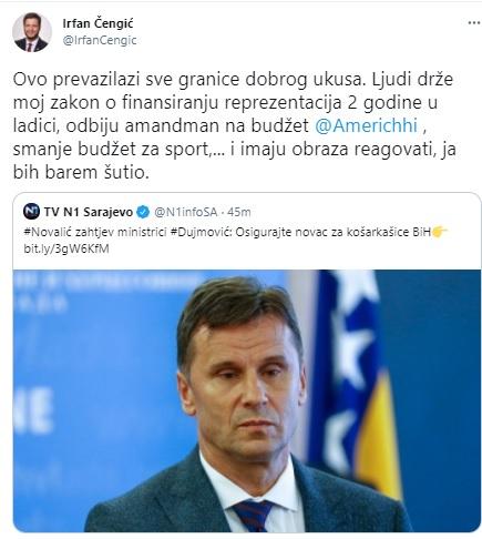 Tvit Irfana Čengića - Avaz