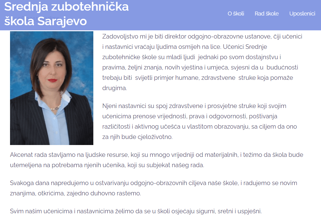 Suljić se nalazi na poziciji predsjednice Školskog odbora srednje Zubotehničke škole - Avaz