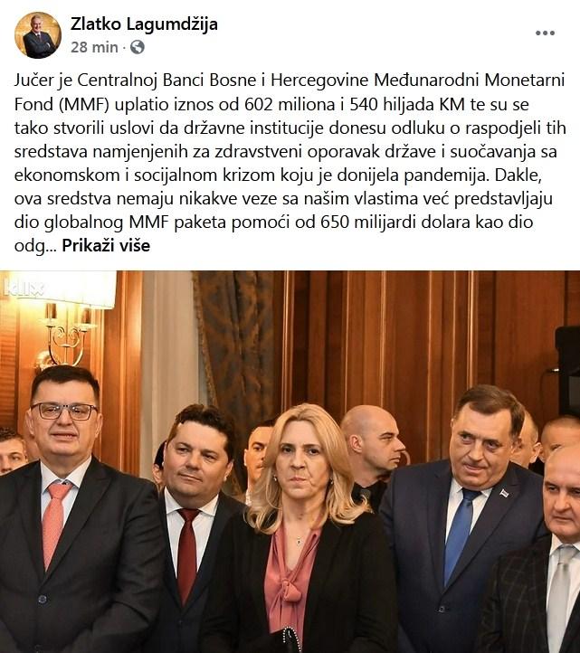 Status Lagumdžije na Facebooku - Avaz