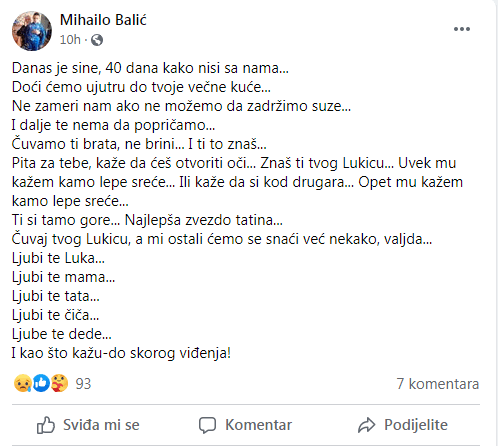 Emotivan status dječakovog oca - Avaz