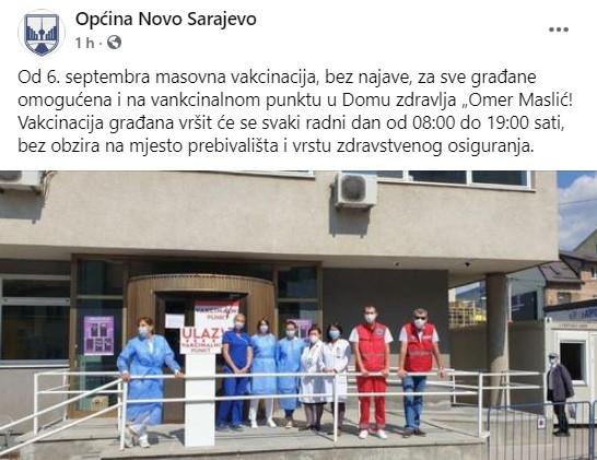 Informacija potvrđena na Facebook stranici Općine Novo Sarajevo - Avaz