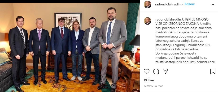 Fahrudin Radončić's post on Instagram - Avaz