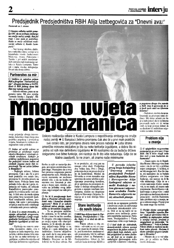 Intervju Alije Izetbegovića 2. oktobra 1995. godine - Avaz