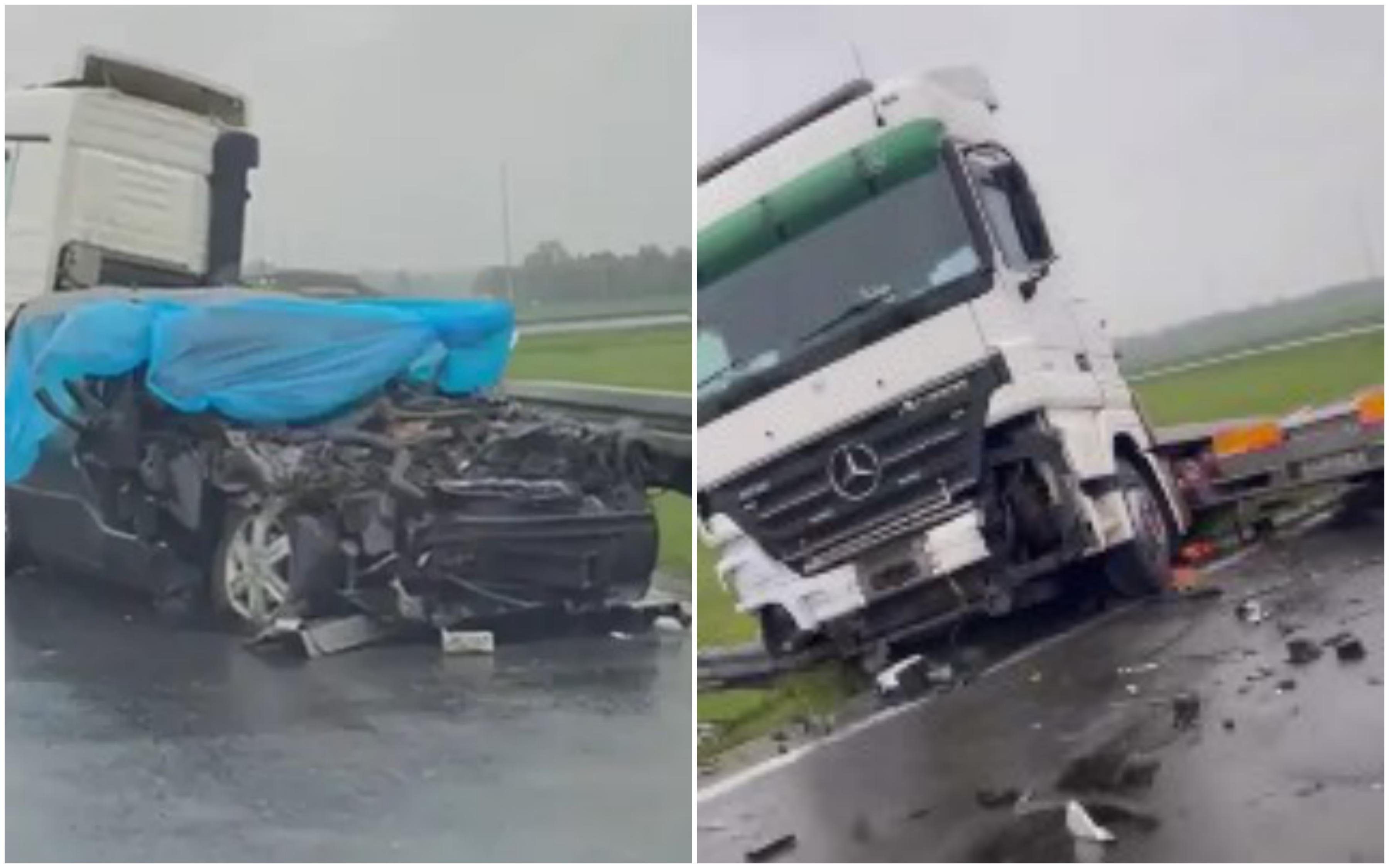 S lica mjesta: Smrskani automobil i oštećeni kamion - Avaz