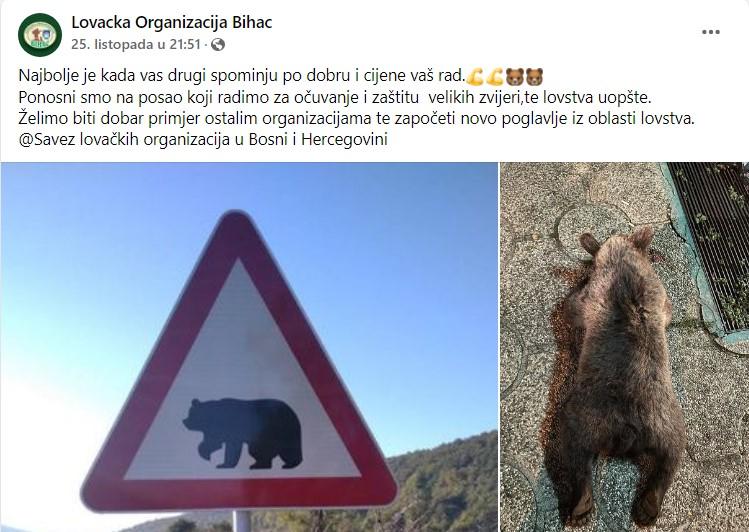 Objava Lovačke organizacije Bihać na Facebooku - Avaz