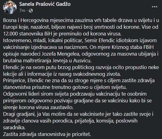 Status Sanele Prašović-Gadžo - Avaz