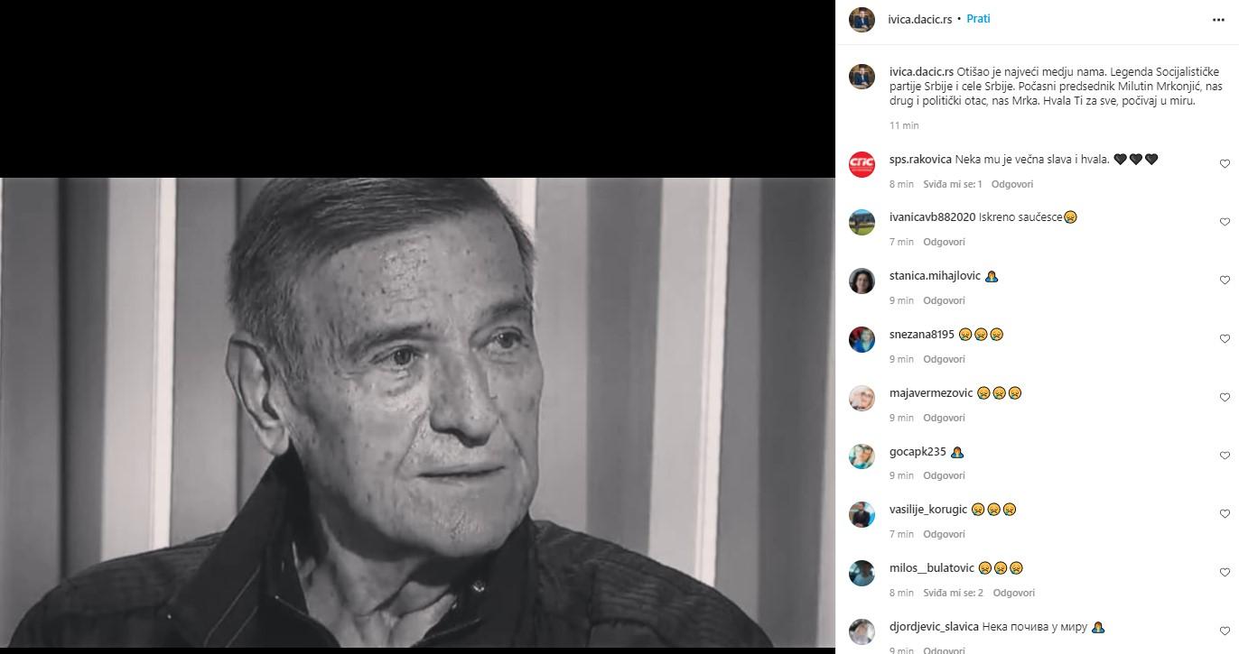 Objava Ivice Dačića na Instagramu - Avaz