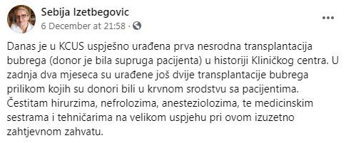 Objava Izetbegović na Facebooku - Avaz