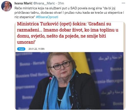 Objava Ivane Marić na Twitteru - Avaz