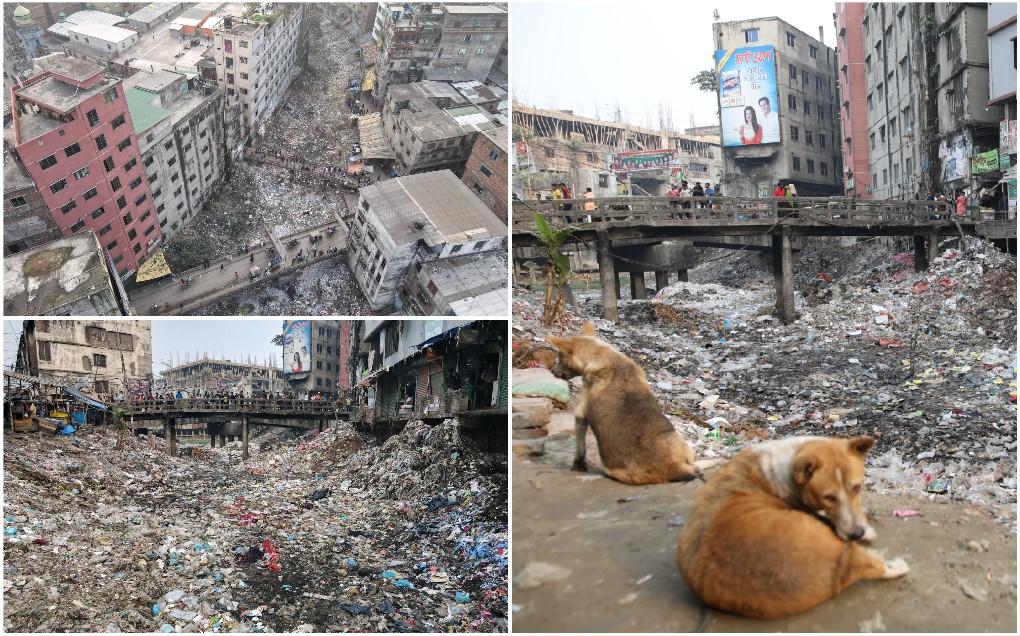 Užasne fotografije: Smeće prekriva kanal u glavnom gradu Bangladeša